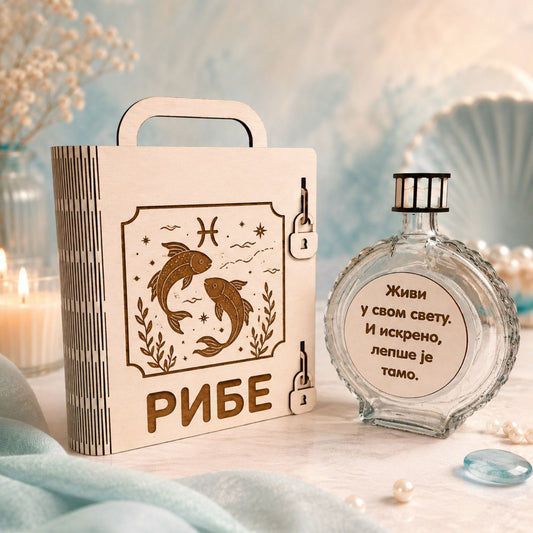 Ribe - kutija sa flašom